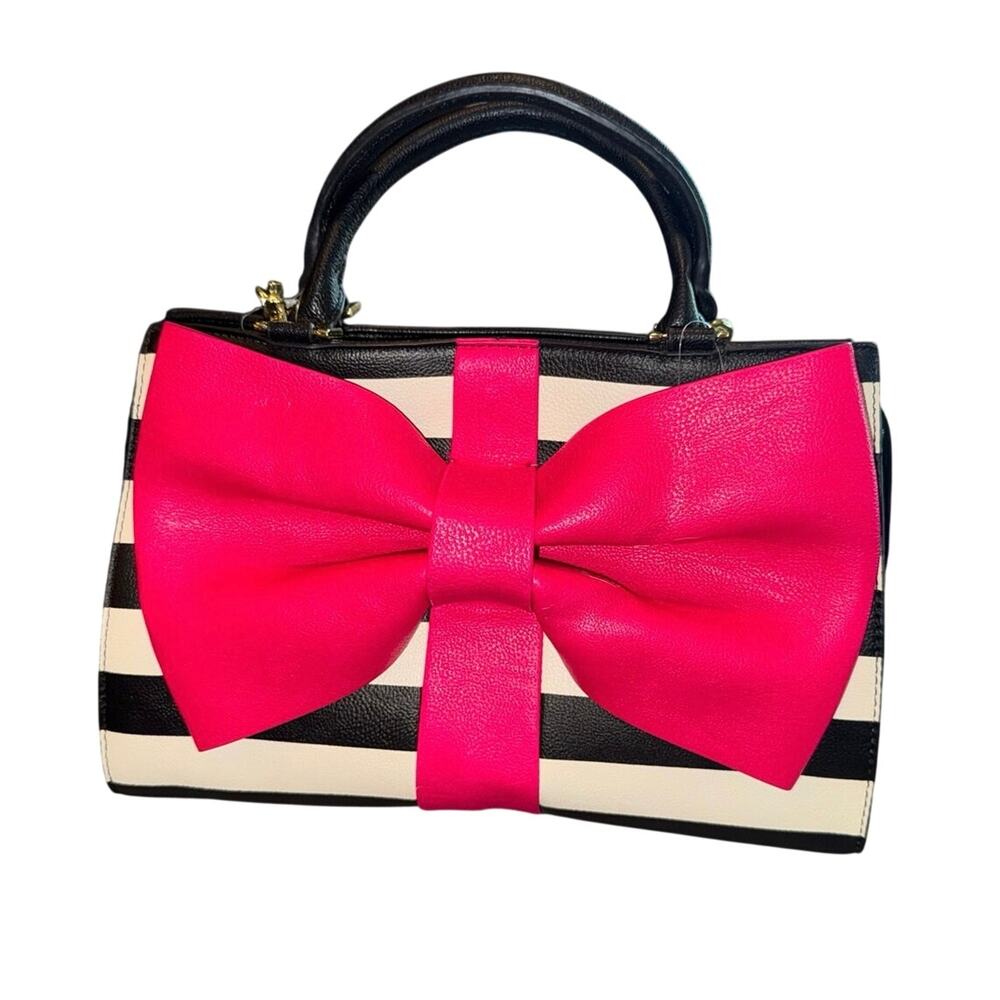 BETSEY JOHNSON Curtsy Stripe Structured Satchel BM19315 New with Tag MSRP $118
